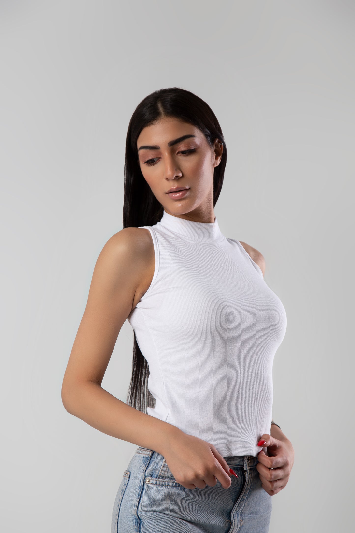 White Turtleneck Sleeveless