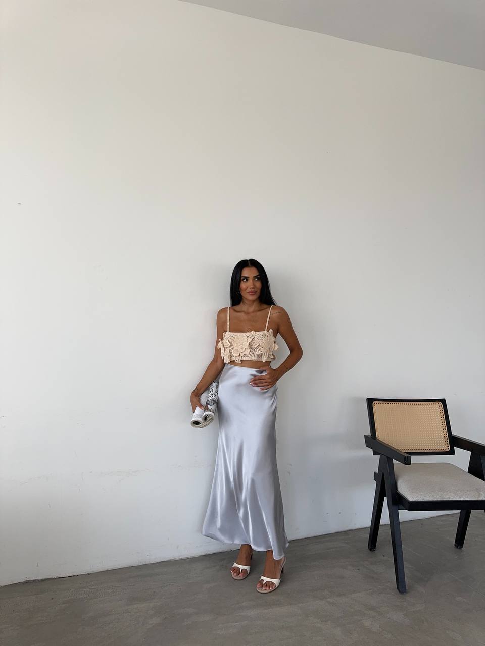FLOSH SATIN SKIRT