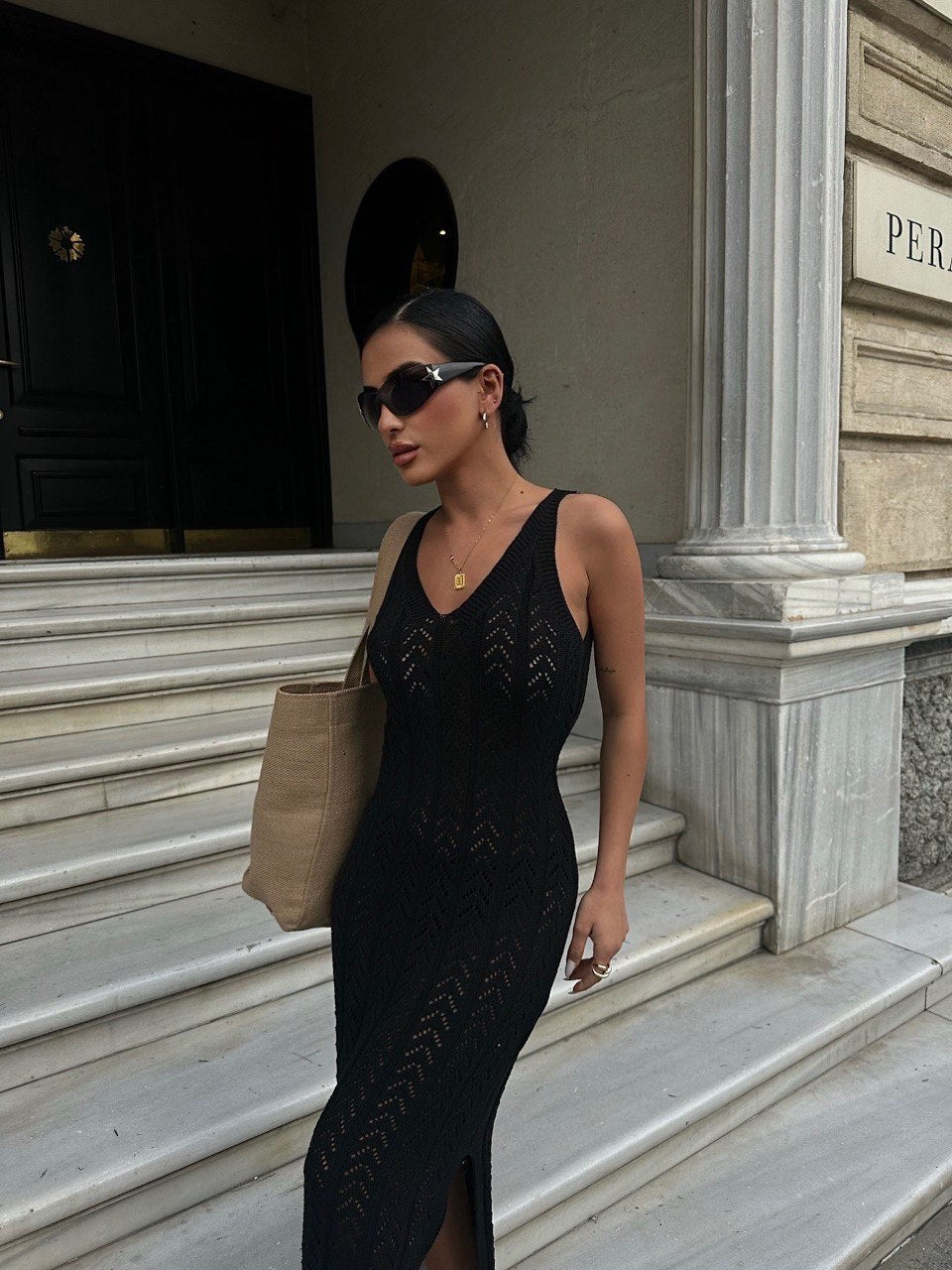 Black Ajoured Dress
