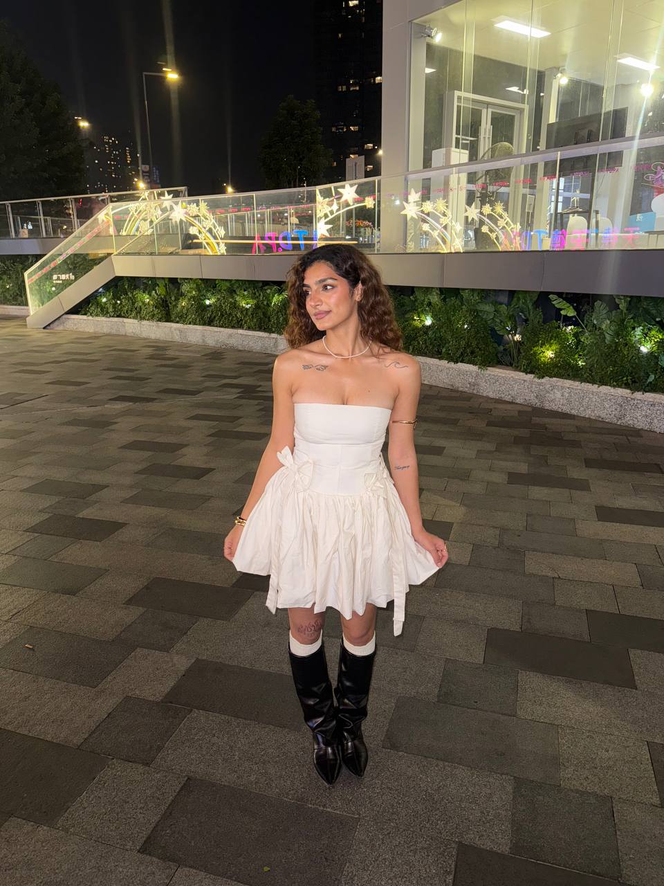 White Strapless Mini Dress