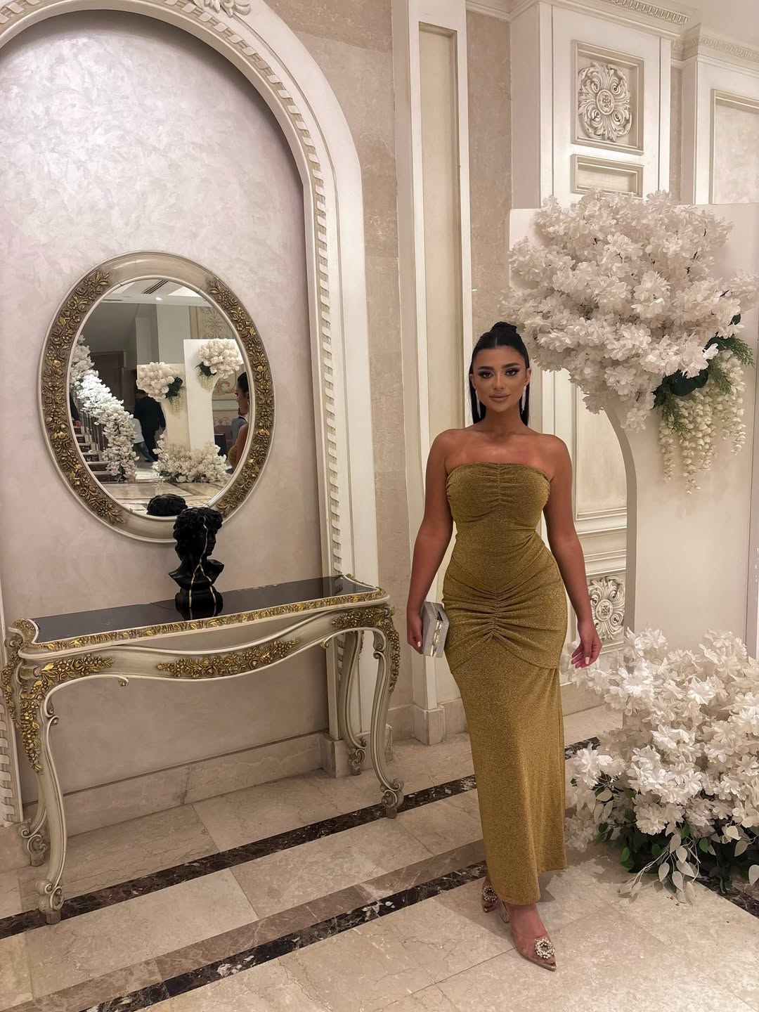 Gold Dianora Strapless Dress