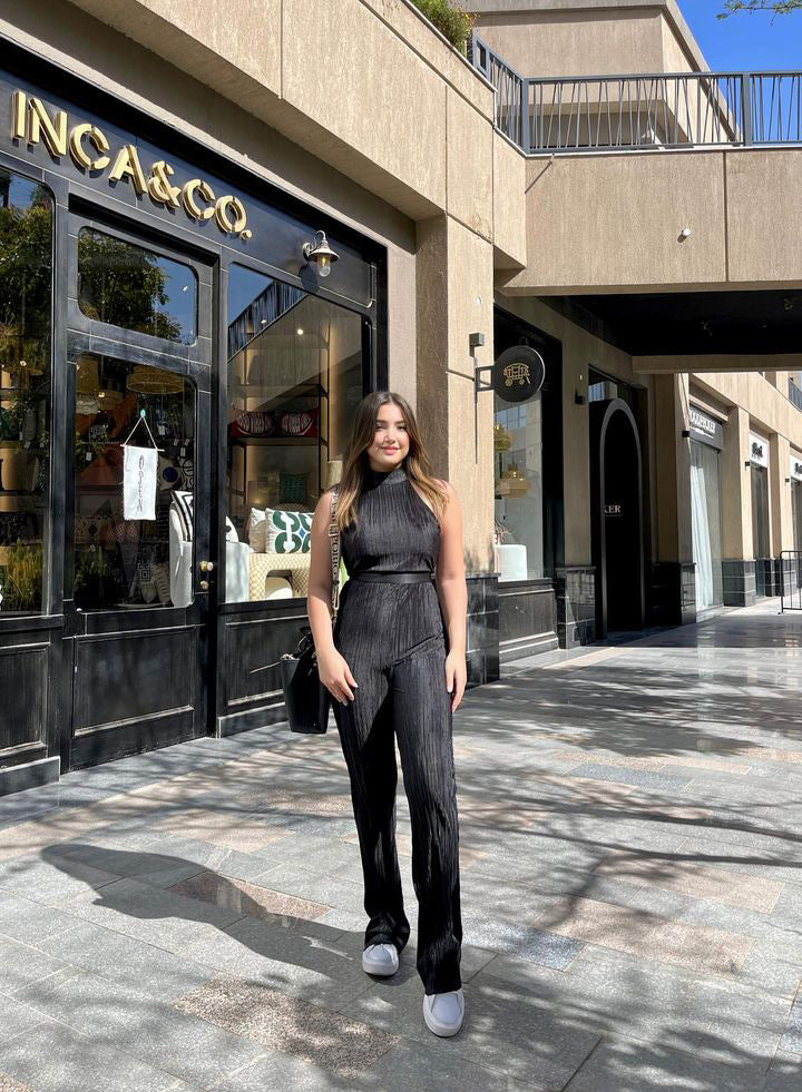 Black Ribbed Jumpsuit Lycra
