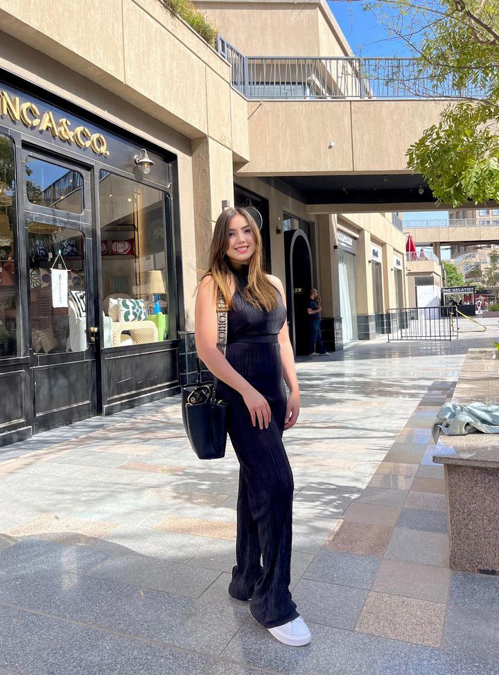 Black Ribbed Jumpsuit Lycra