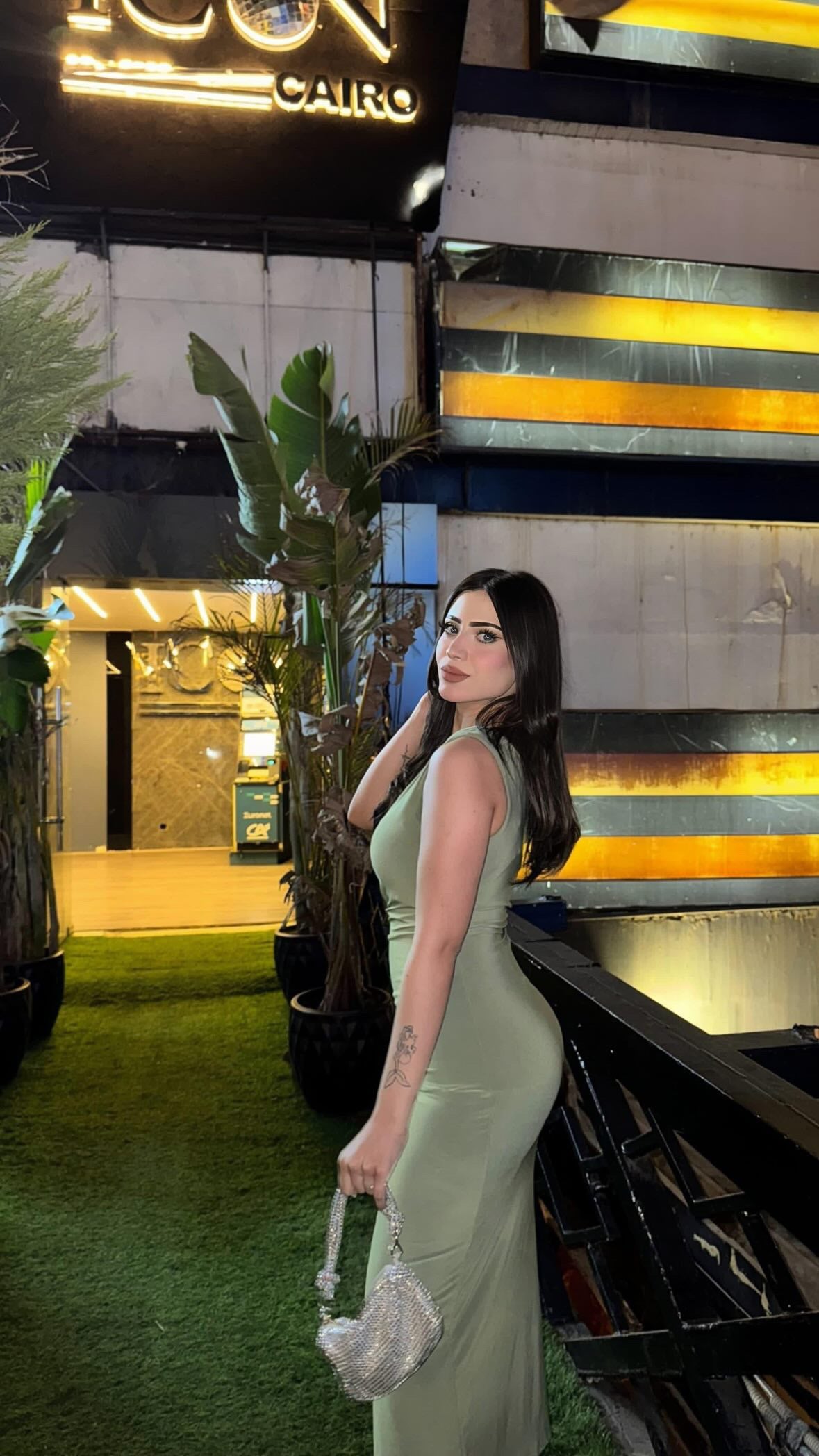 Olive Single Sleeve Gathered Long Dress