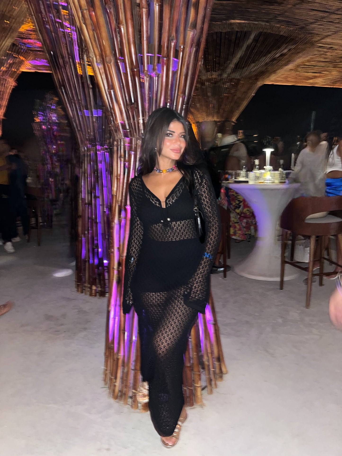Black crochet beach maxi summer dress