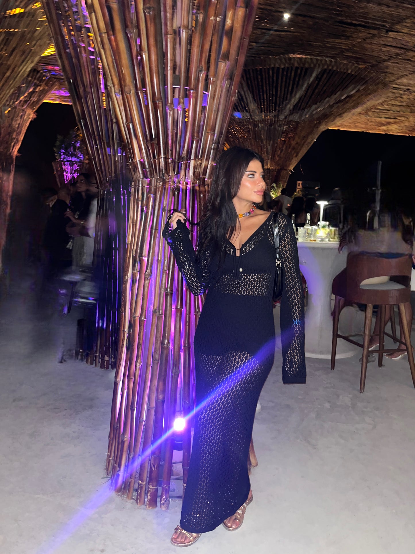 Black crochet beach maxi summer dress