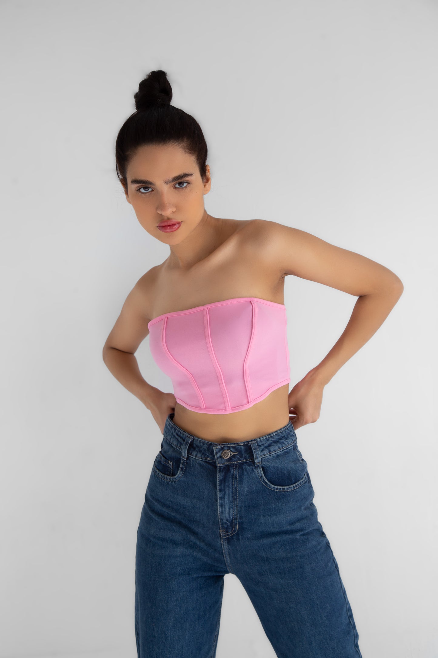 Strapless Pink Crop