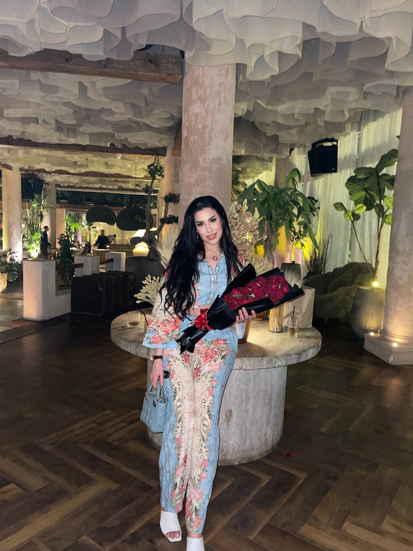 Linen fabric shirt trousers two-piece suit