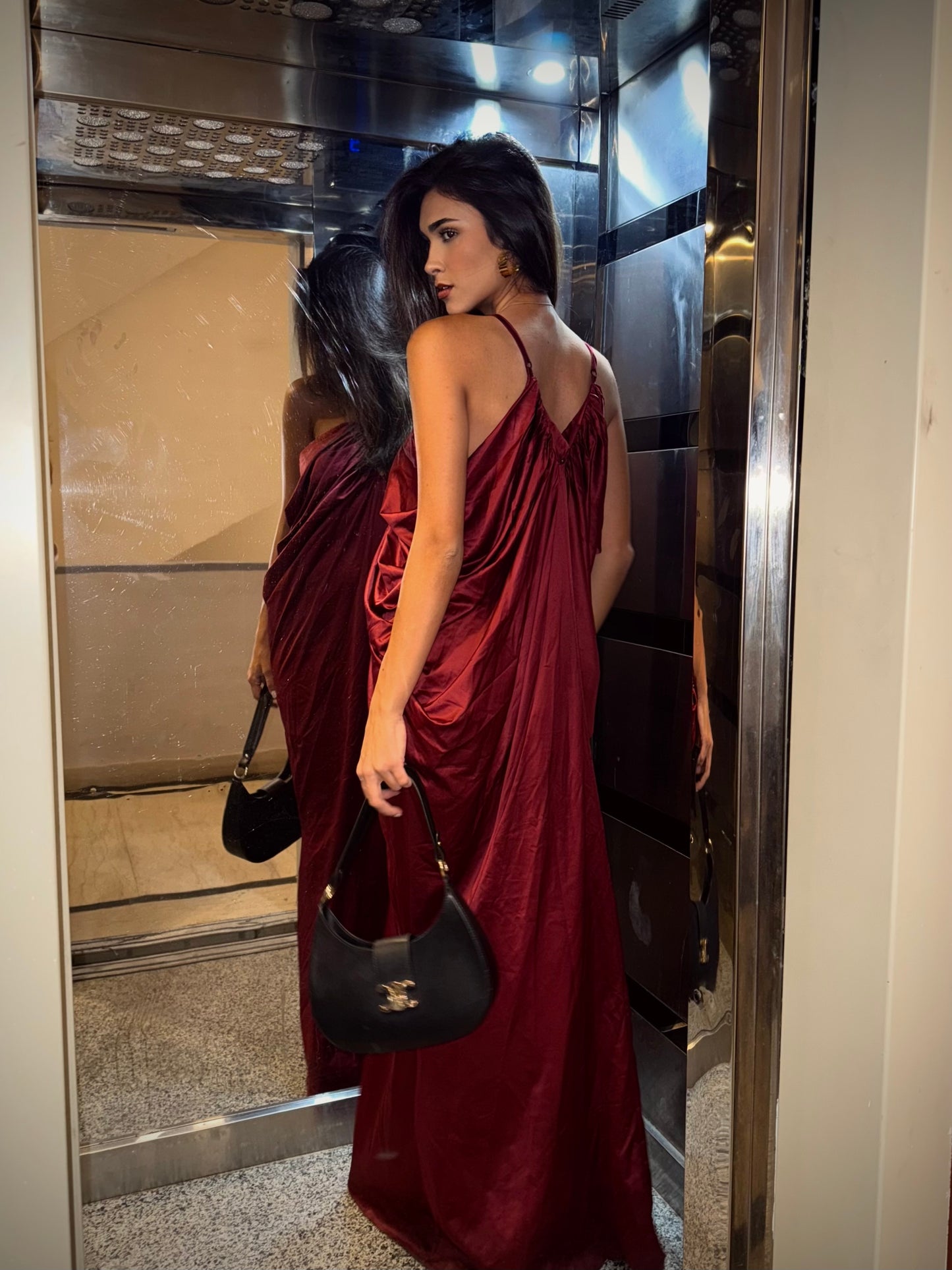 Cherry Maroon Strappy Long Dress
