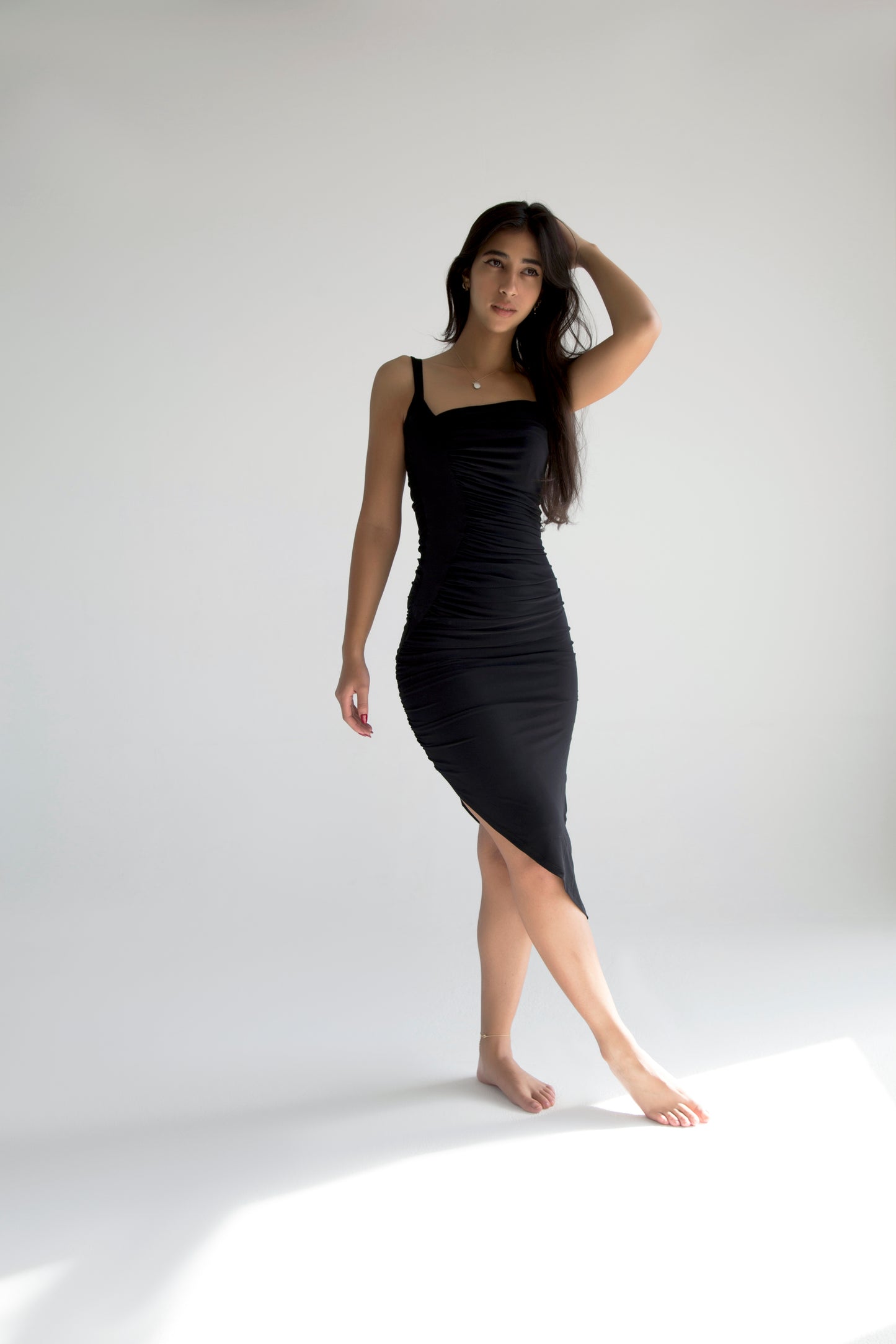 Black Pleated Knitted Dress