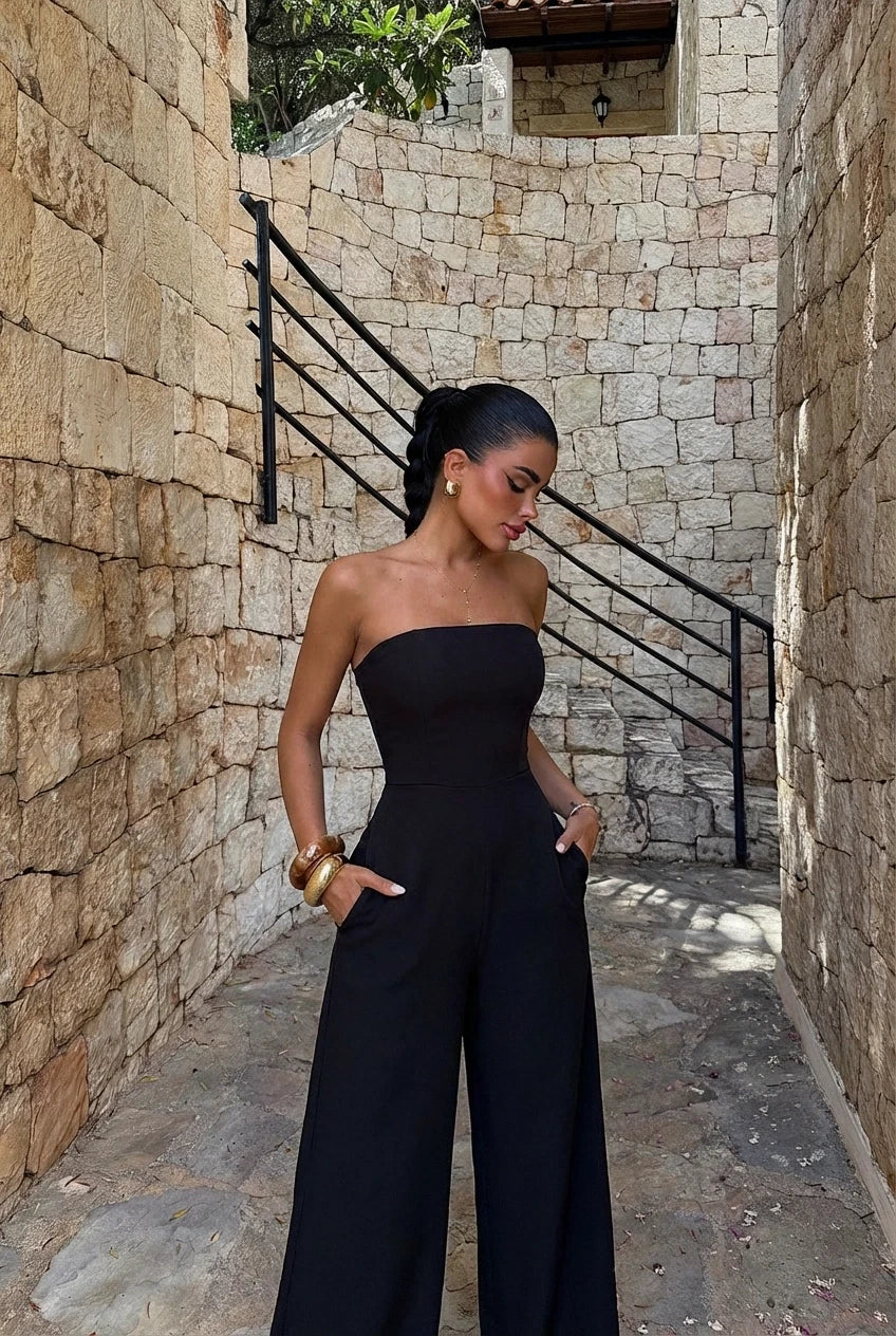 Black Strapless Jumpsuit