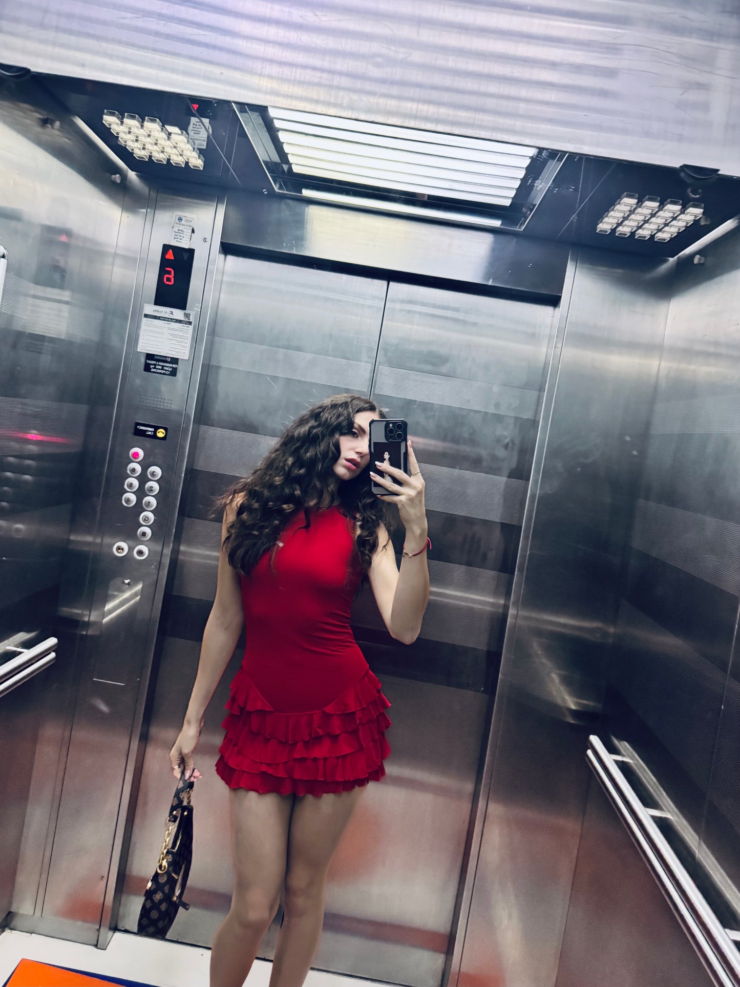 Red Naia Ruffle Dress