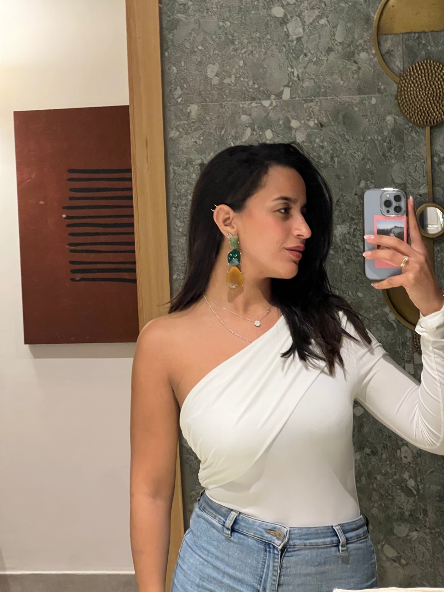 White One shoulder bodysuit