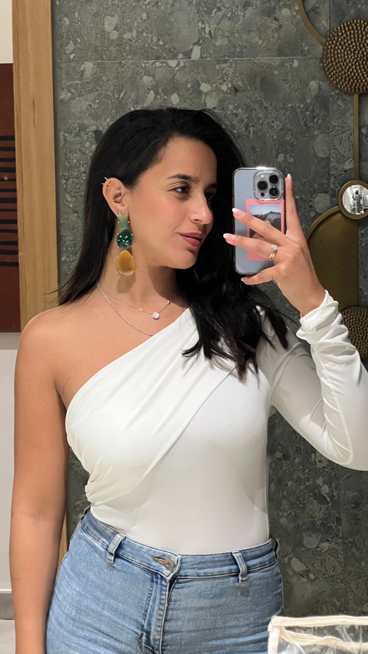 White One shoulder bodysuit