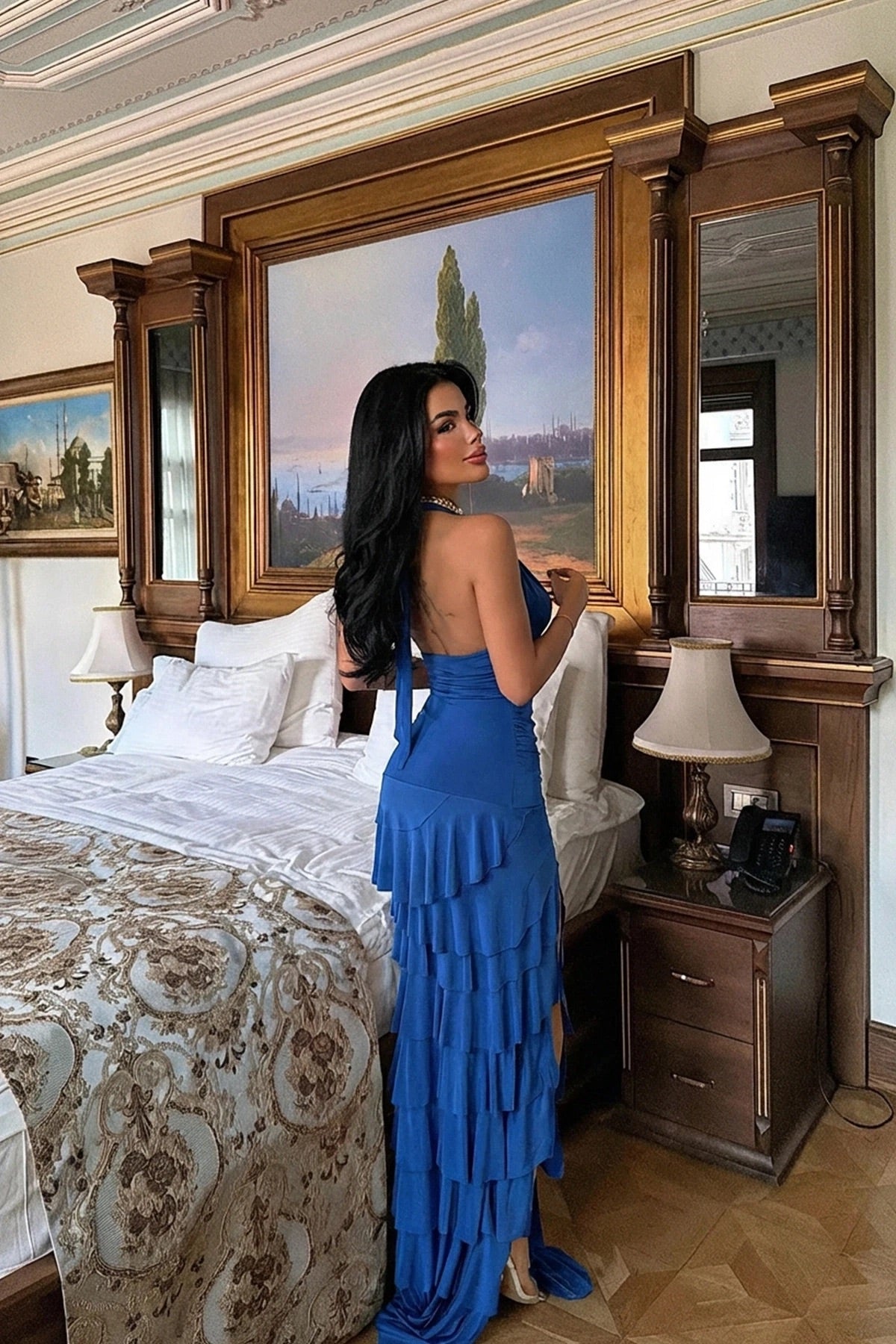 Indigo Destiny Long Slit Dress