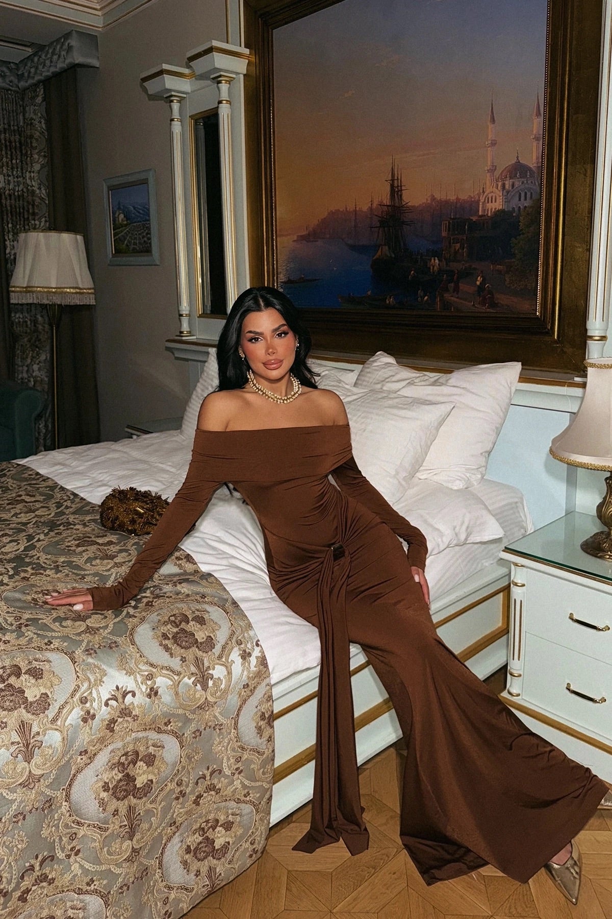 Brown Long Sleeve Dress