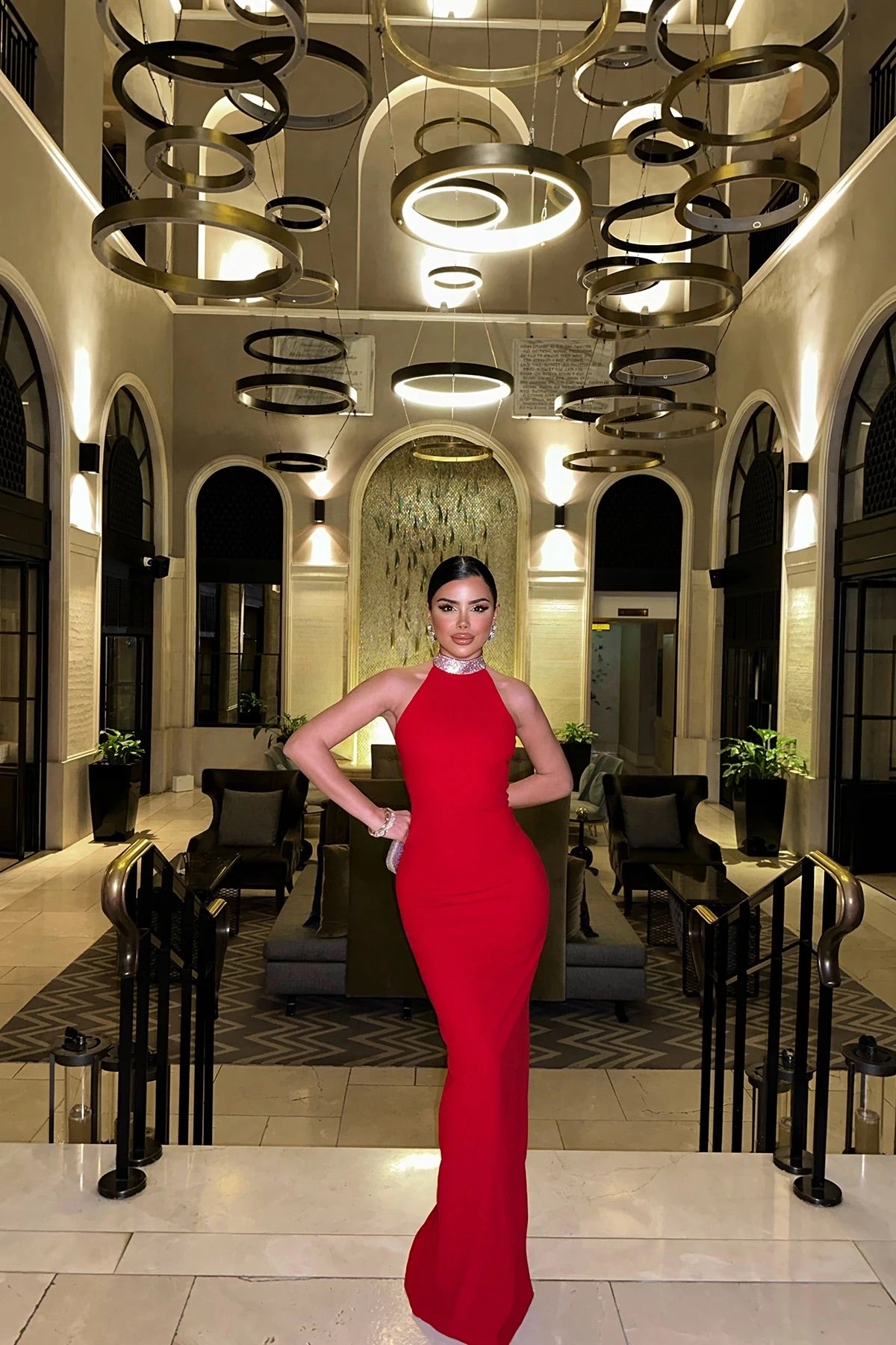 Red Noah Stone Detail Long Dress