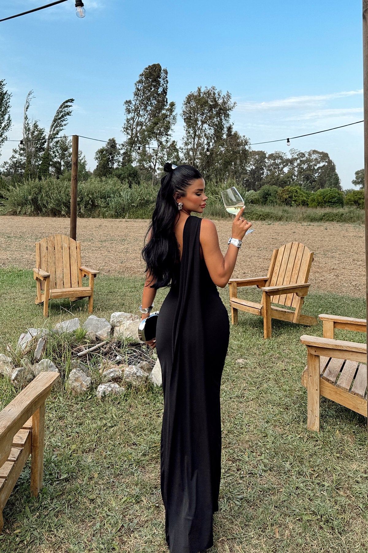 Black Coraline Tie Dress