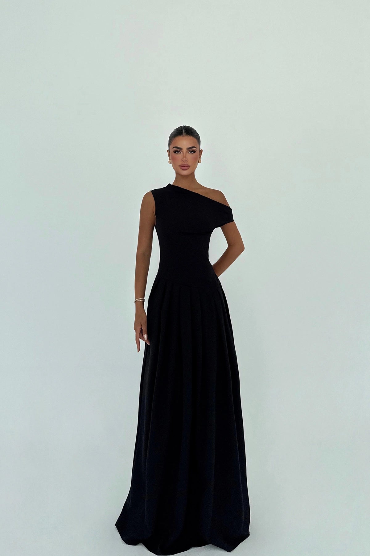 Black Bimala Boat Neck Dress
