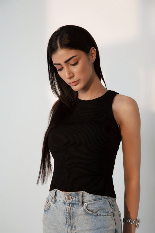 Black Knitwear Blouse