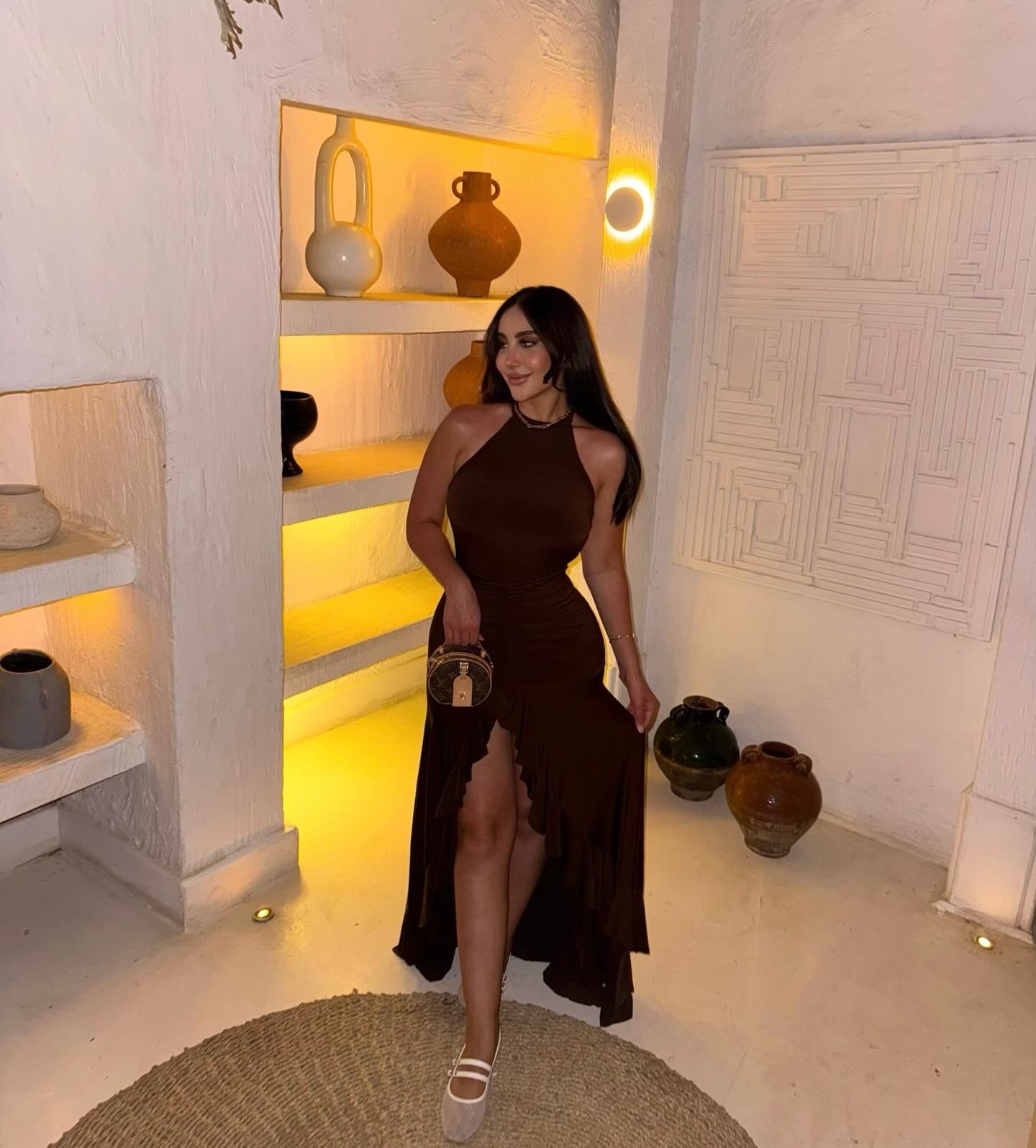 Brown Strappy Long Dress
