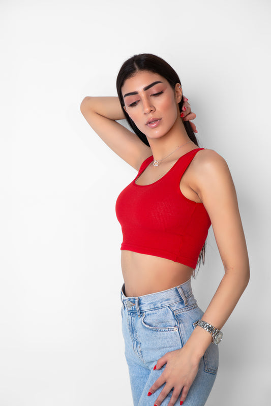 Red  Crop Top Bluz
