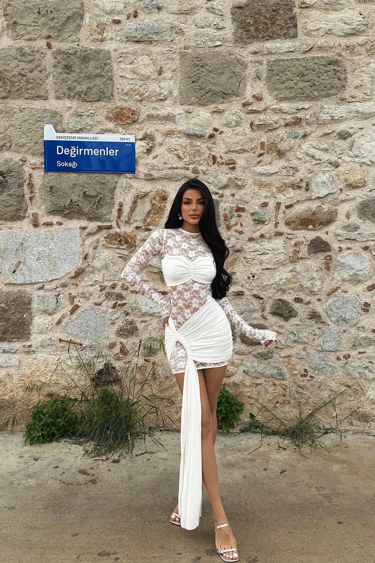 White Rosario Mini Lace Dress