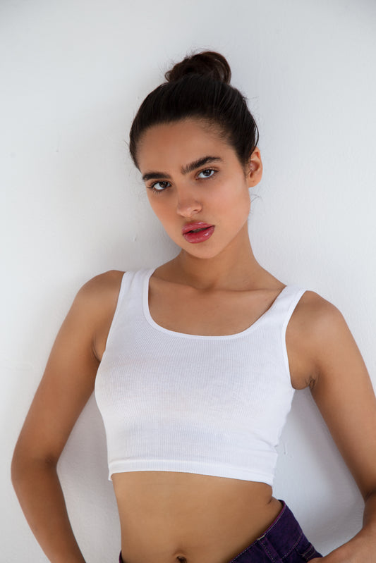 White Crop Top Bluz