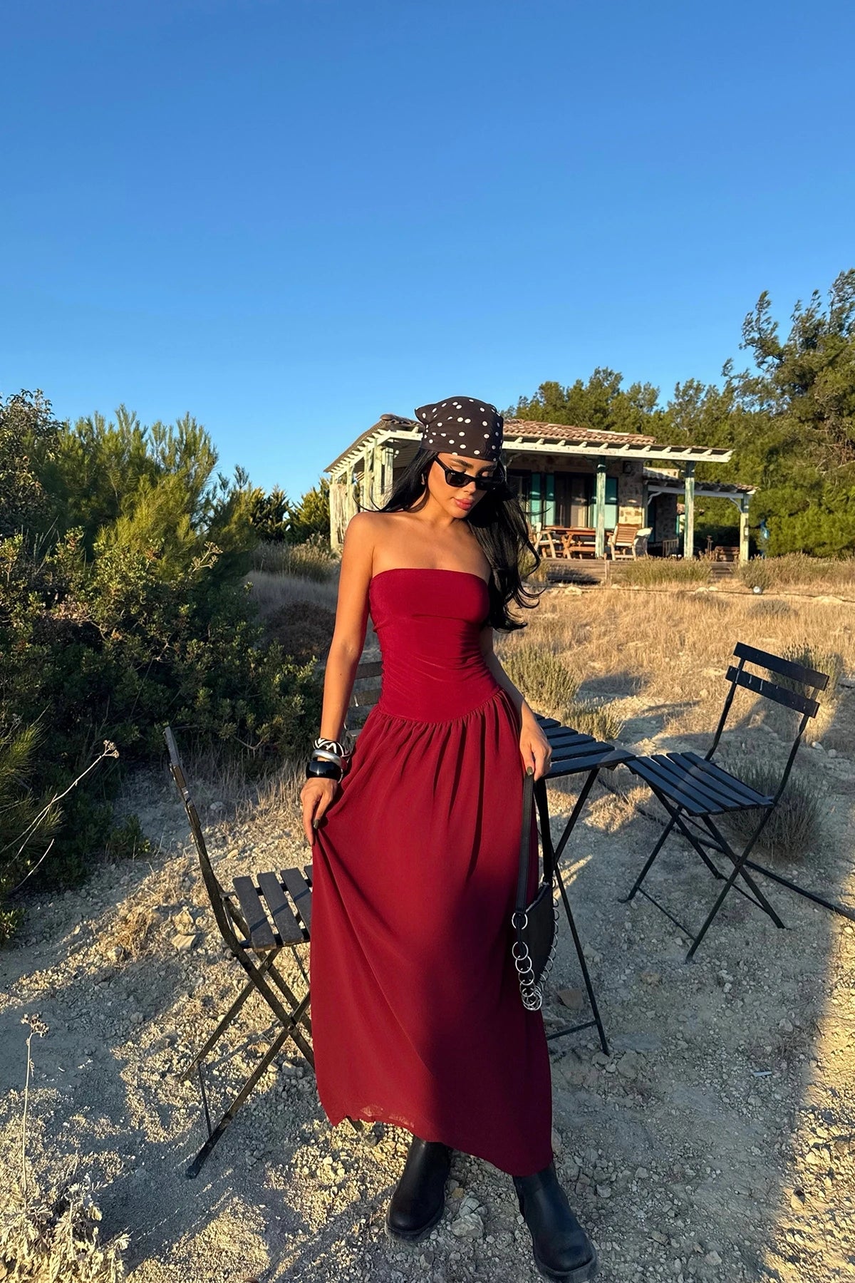 Burgundy Damson Long Dress