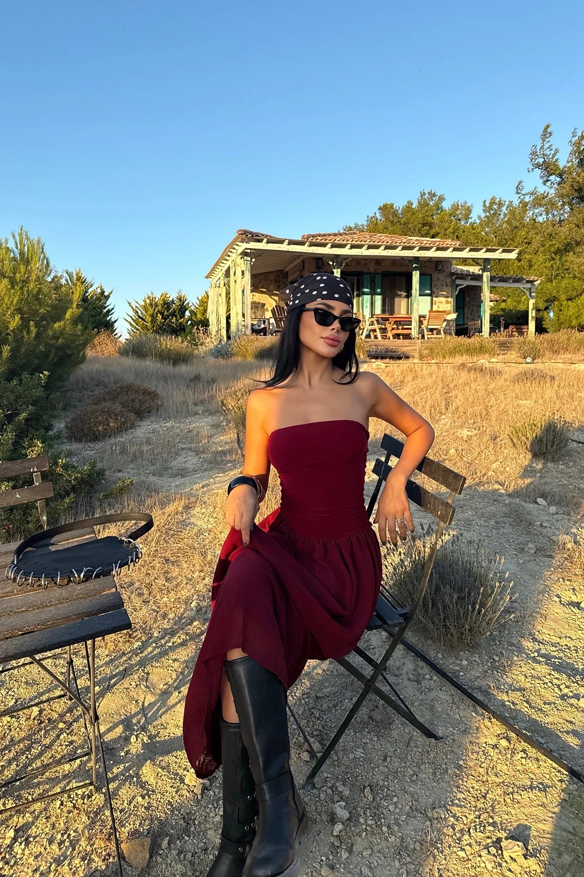 Burgundy Damson Long Dress