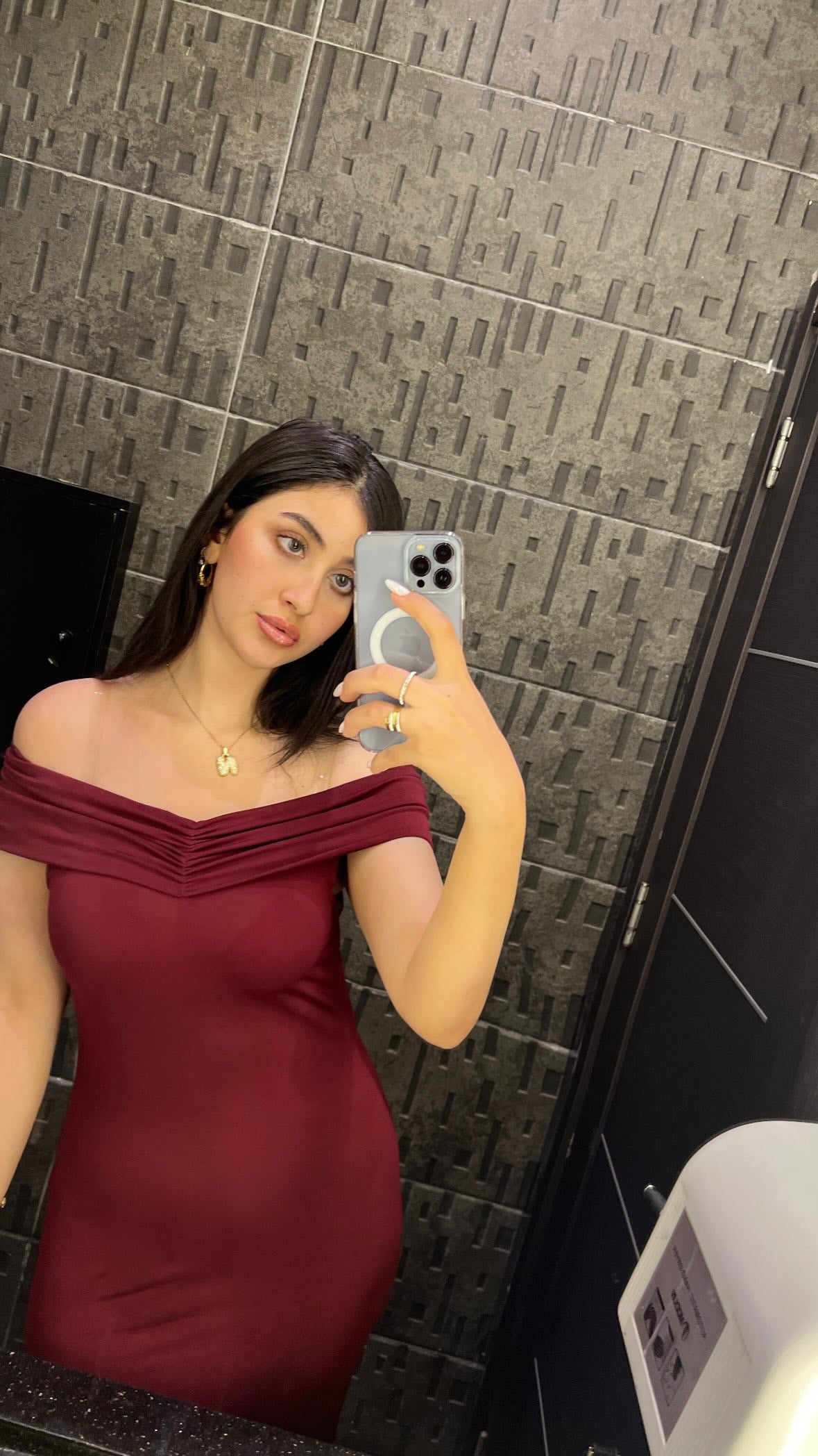 Burgandy Twist Off Shoulder