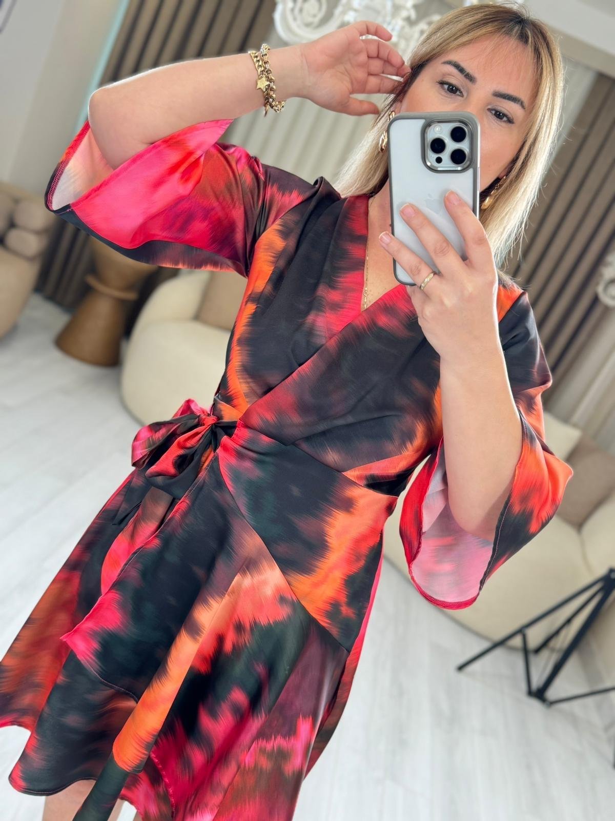 DOUBLE BREASTED SATİN DRESS
