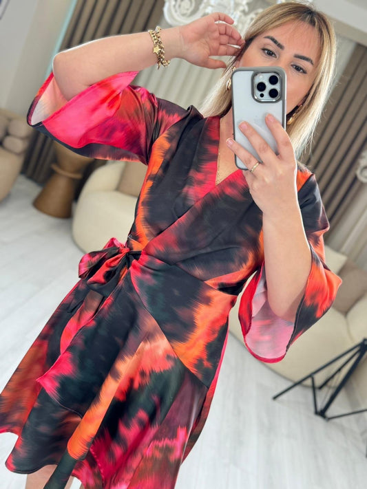 DOUBLE BREASTED SATİN DRESS