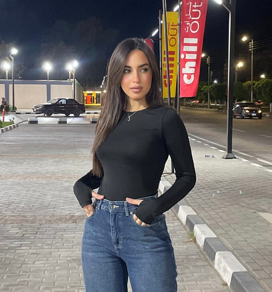 black - long sleeve basic top
