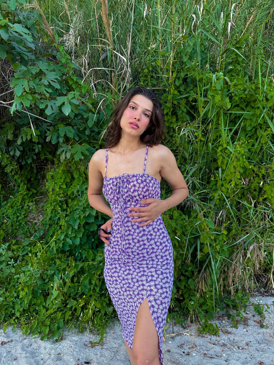 Purple Strap Flower Dress