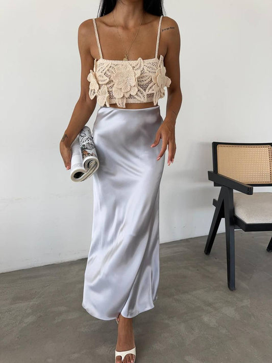 FLOSH SATIN SKIRT