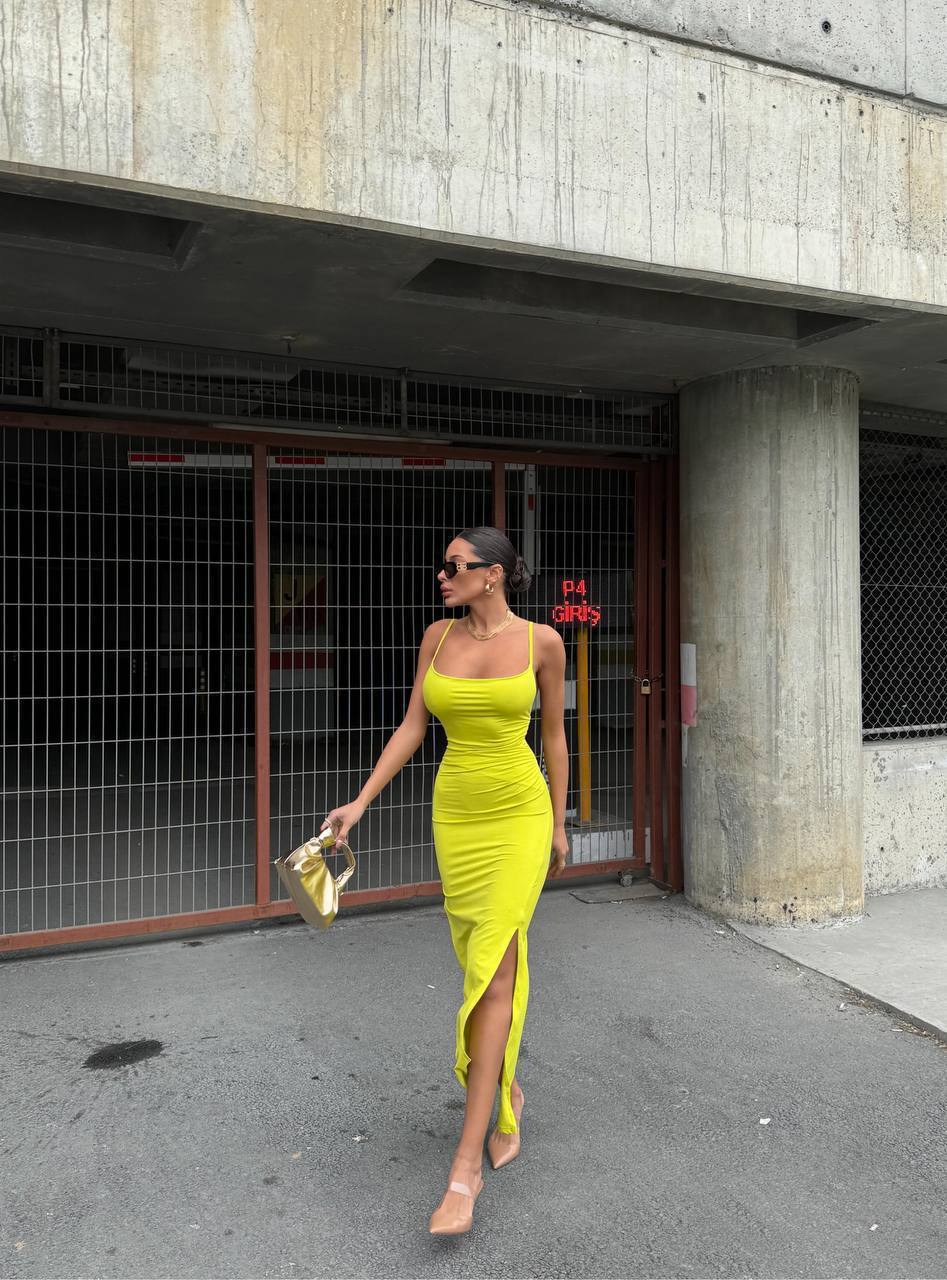 Yellow DRESS WITH ROPE STRAPS