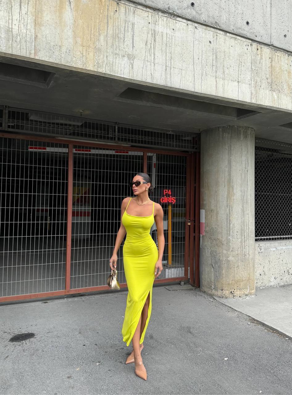 Yellow DRESS WITH ROPE STRAPS