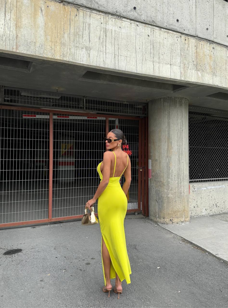 Yellow DRESS WITH ROPE STRAPS