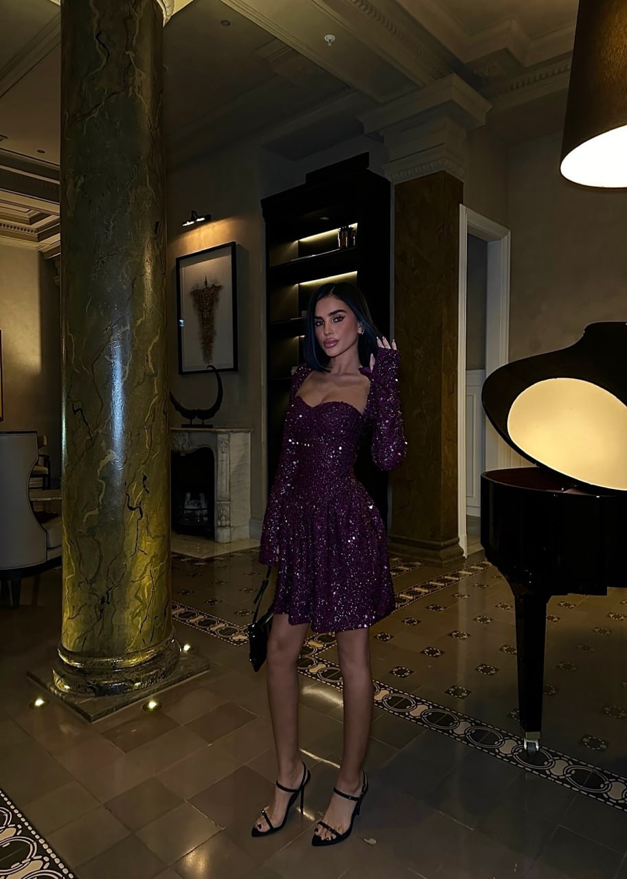 Burgundy  Sequin Fabric Lined Dress