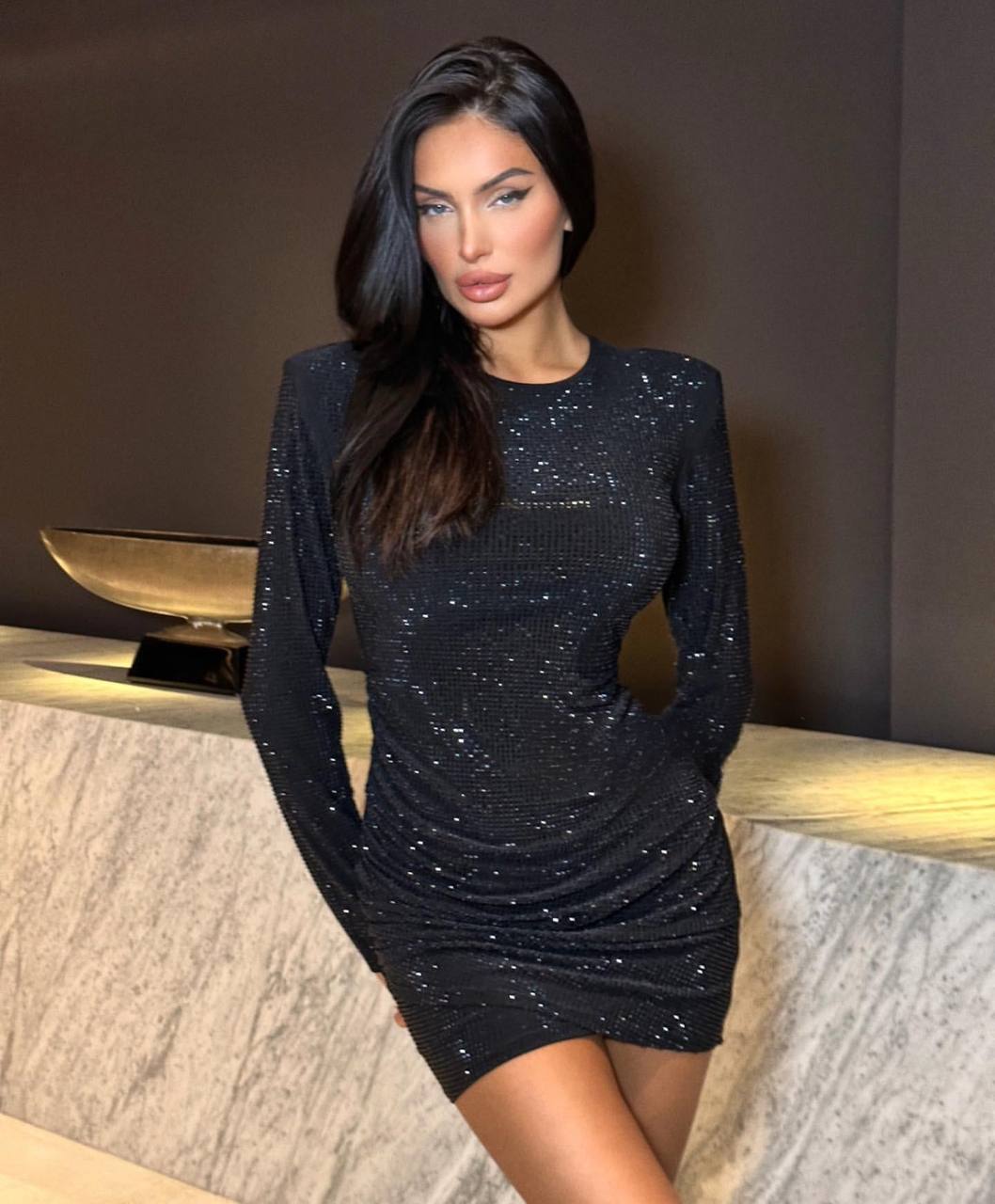 Stone Buzy Fabric Padded Dress