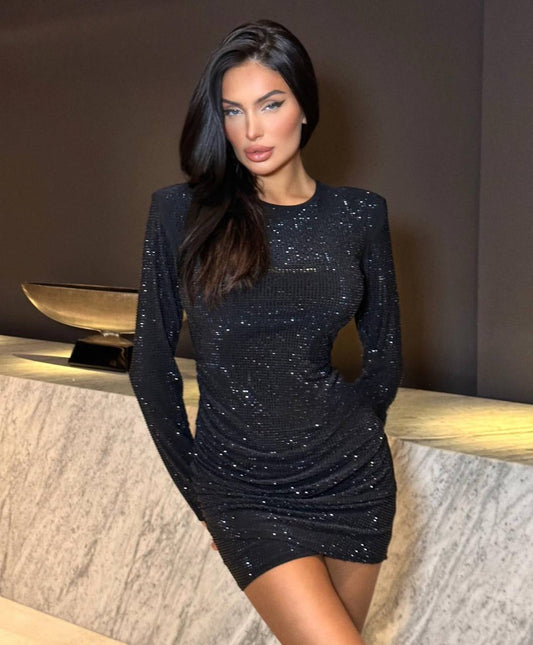 Stone Buzy Fabric Padded Dress