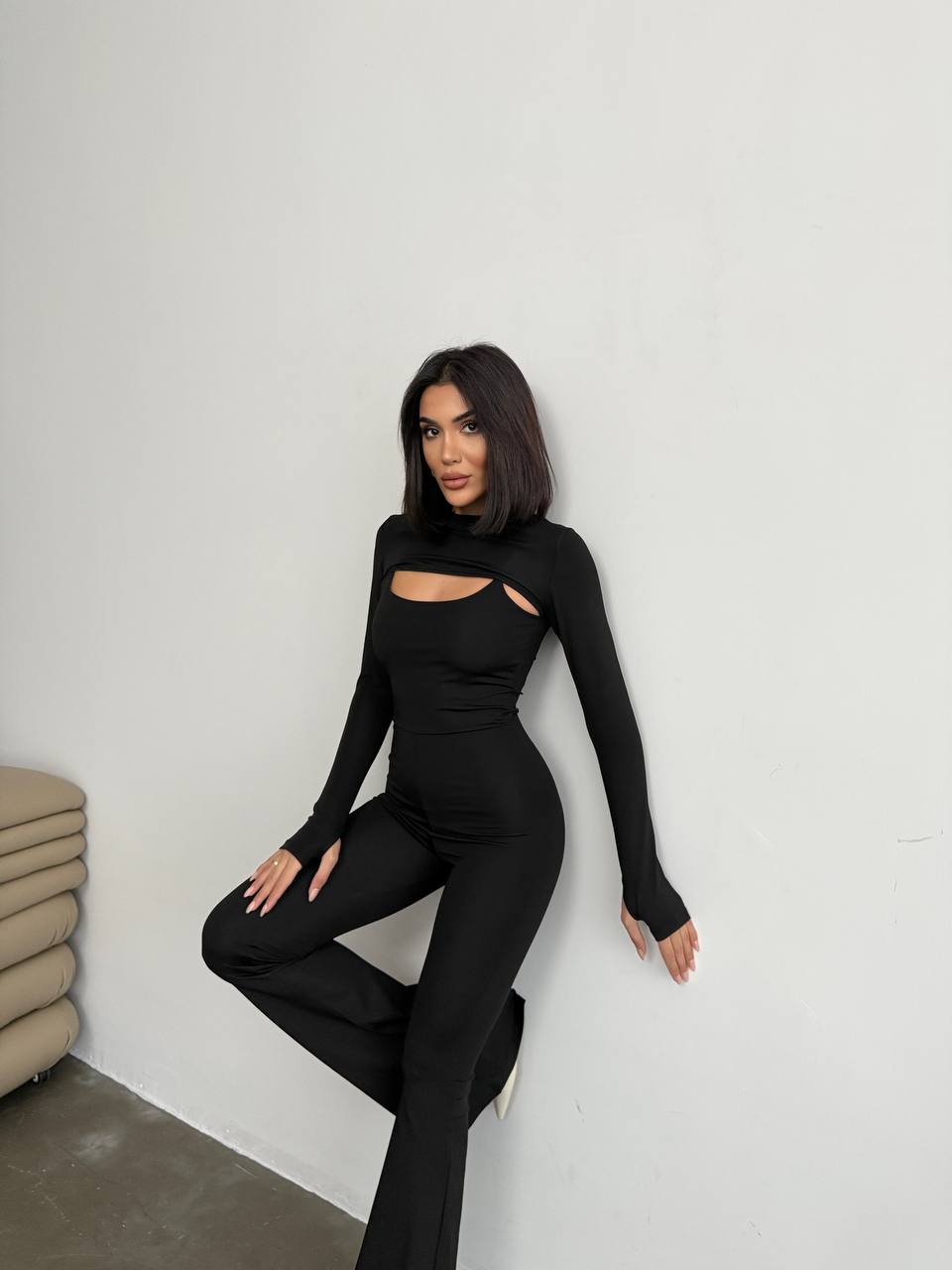 Black Window Detail Jumpsuit