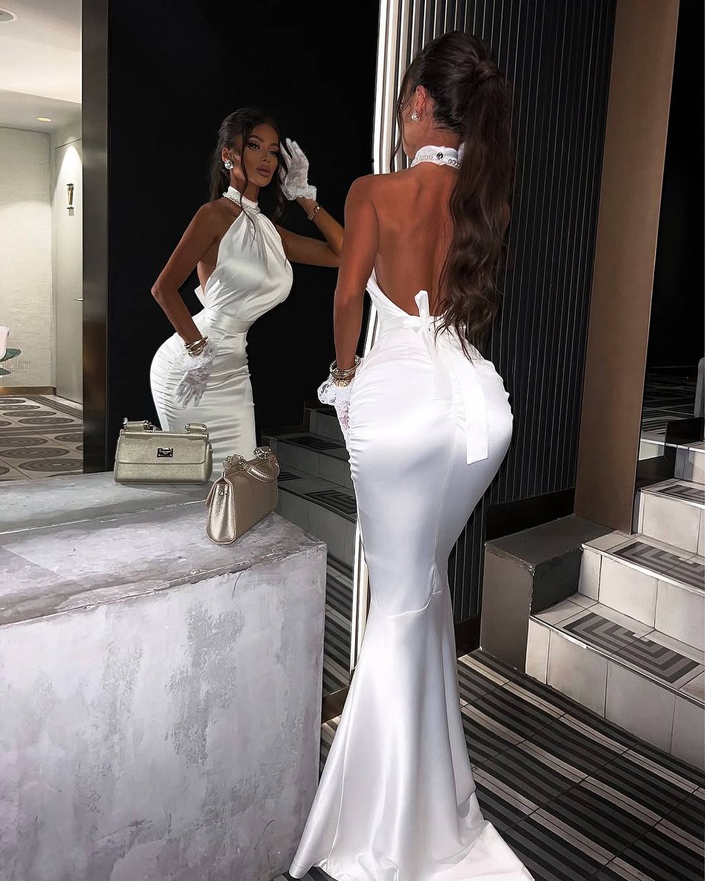 White Pleated Maxi Dress