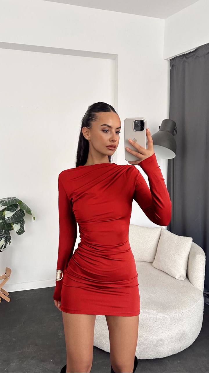 Red Mini Dress with long sleeve