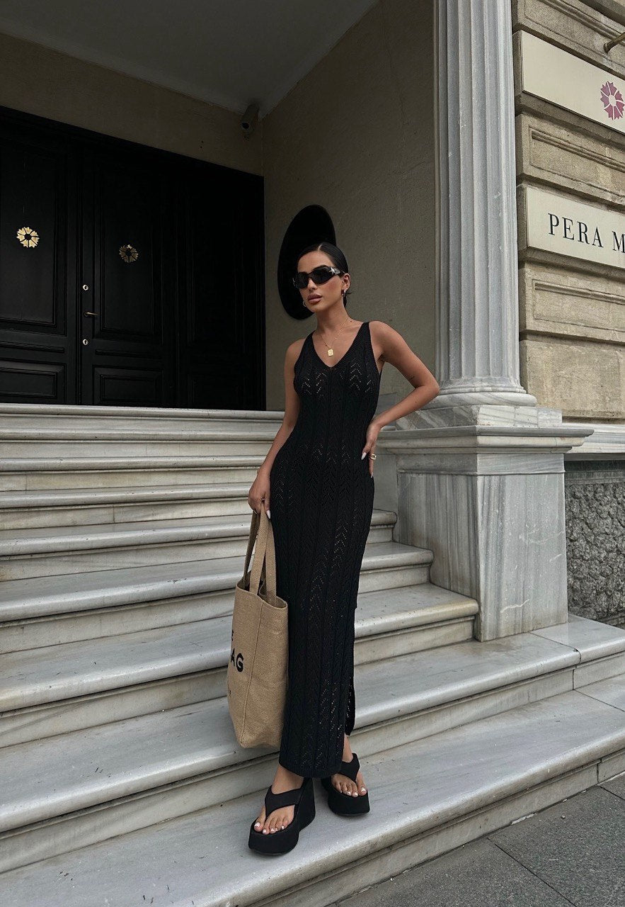 Black Ajoured Dress