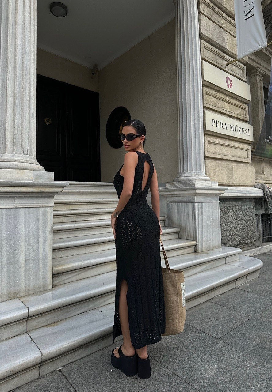 Black Ajoured Dress