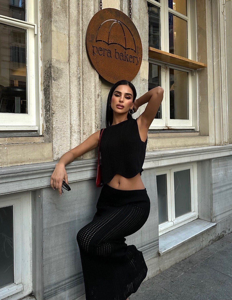 Black Cotton Skirt Set