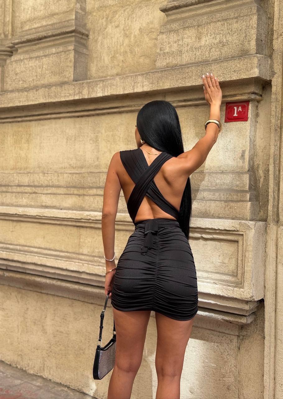 black Lycra Kristal mini dress