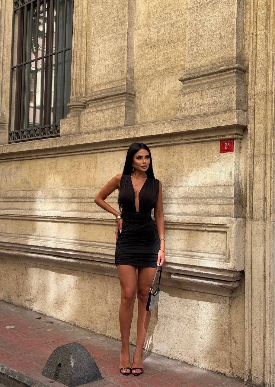black Lycra Kristal mini dress